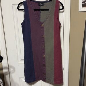 Lazy Oaf Multicolor Button-Down Denim Dress